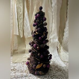 Purple Fall Autumn Halloween Christmas Twig Glitter Tree Decor
